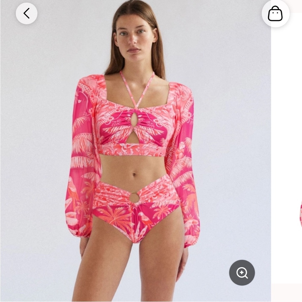 3 pc mesh long sleeve bikini set with skirt/dress coverup NWOT size small